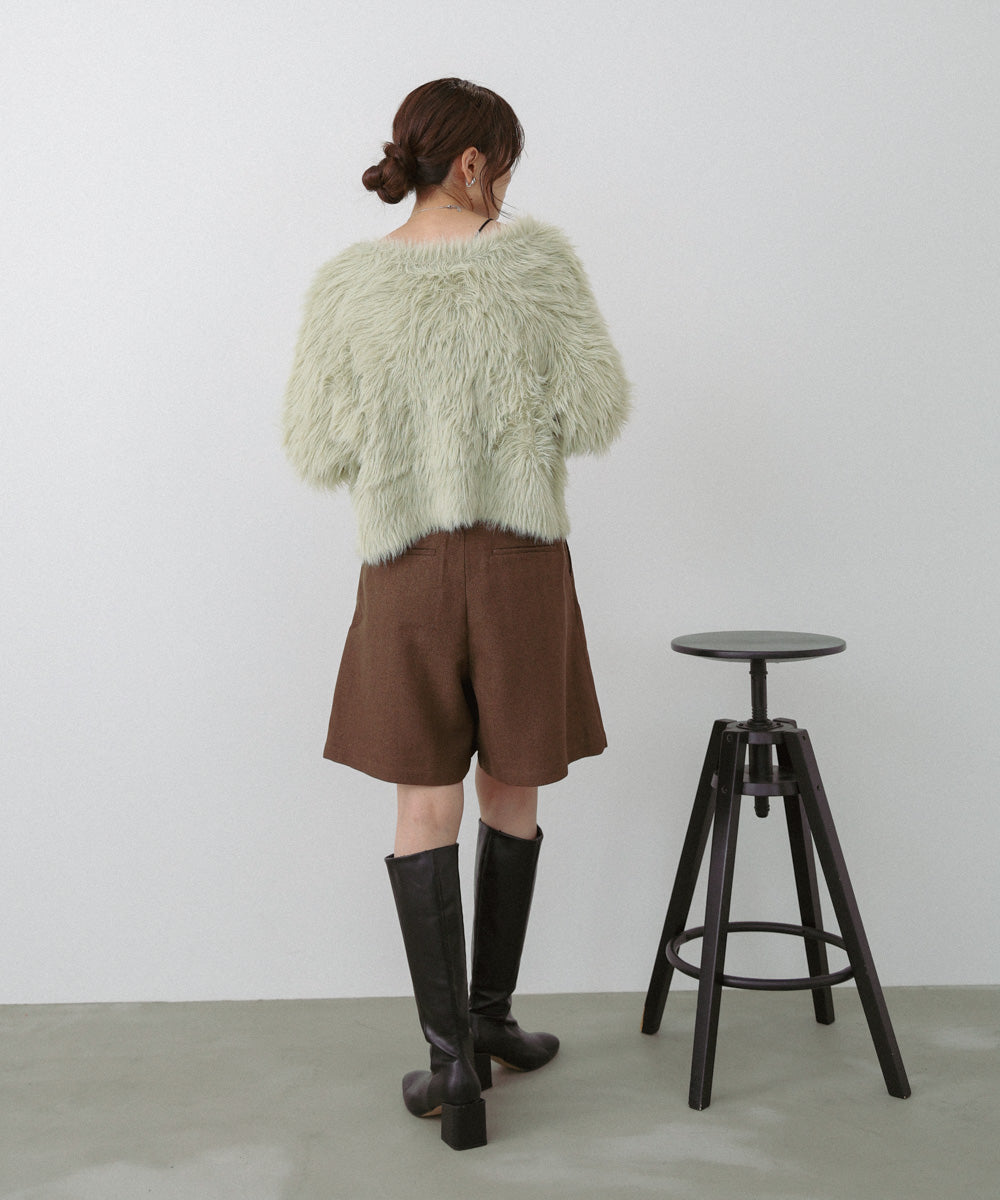 【選べる着丈】前後2WAYハートボタンシャギーニットカーディガン