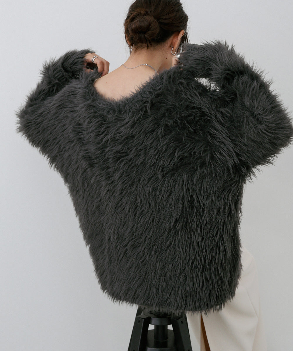 【選べる着丈】前後2WAYハートボタンシャギーニットカーディガン