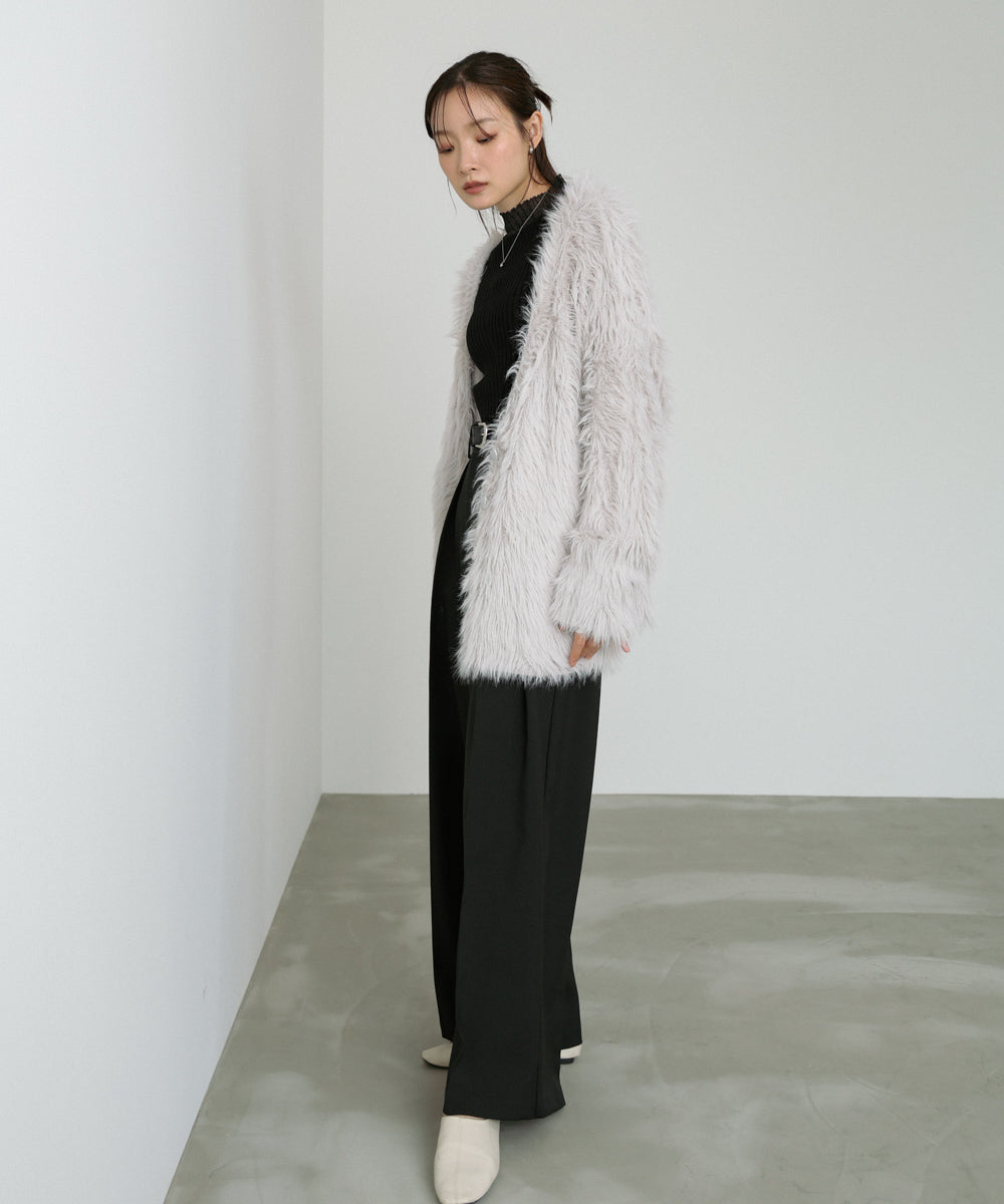 【選べる着丈】前後2WAYハートボタンシャギーニットカーディガン