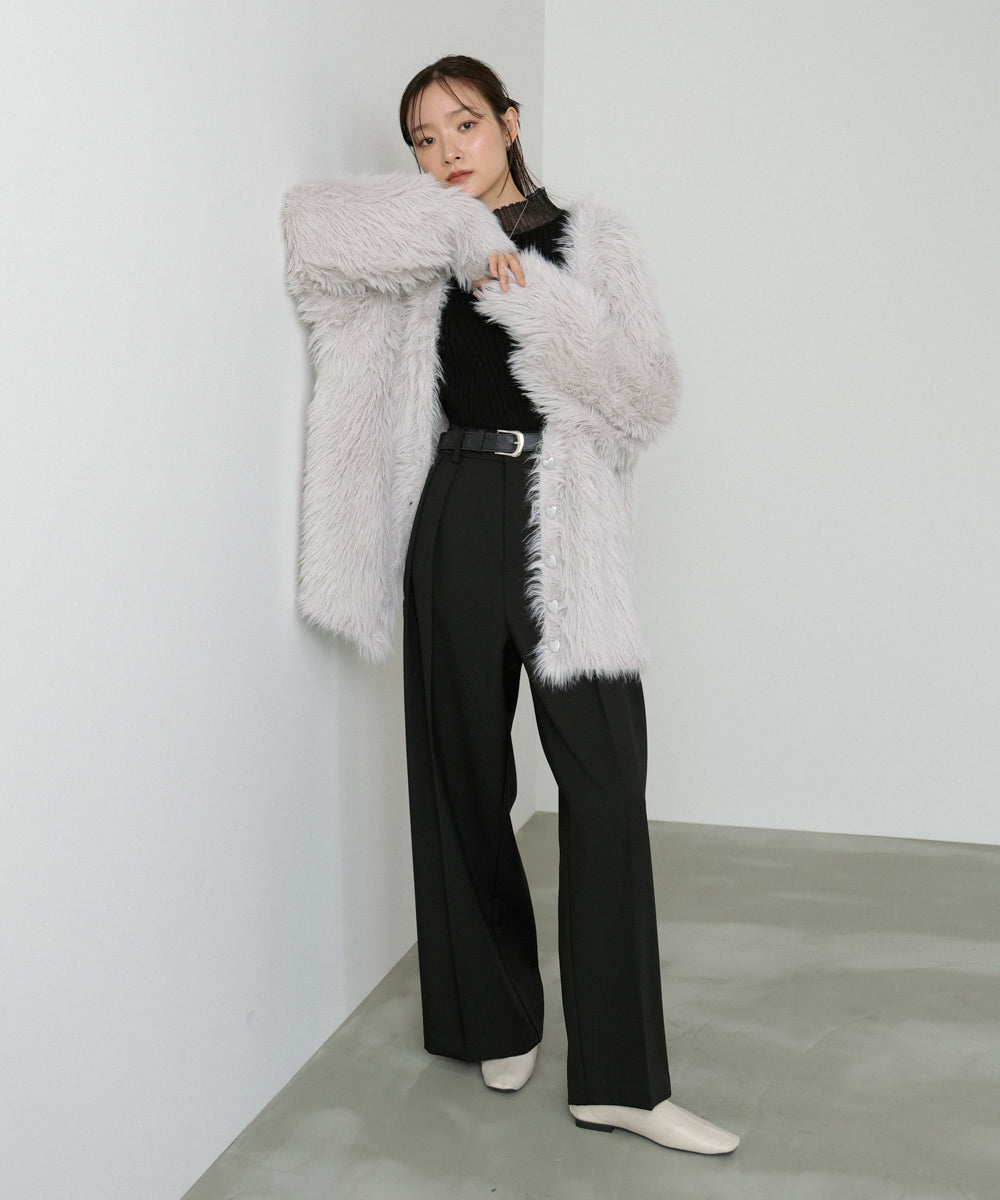 【選べる着丈】前後2WAYハートボタンシャギーニットカーディガン