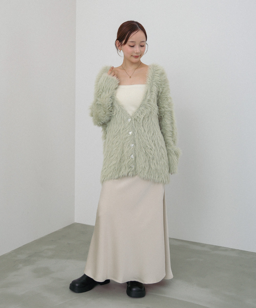 【選べる着丈】前後2WAYハートボタンシャギーニットカーディガン