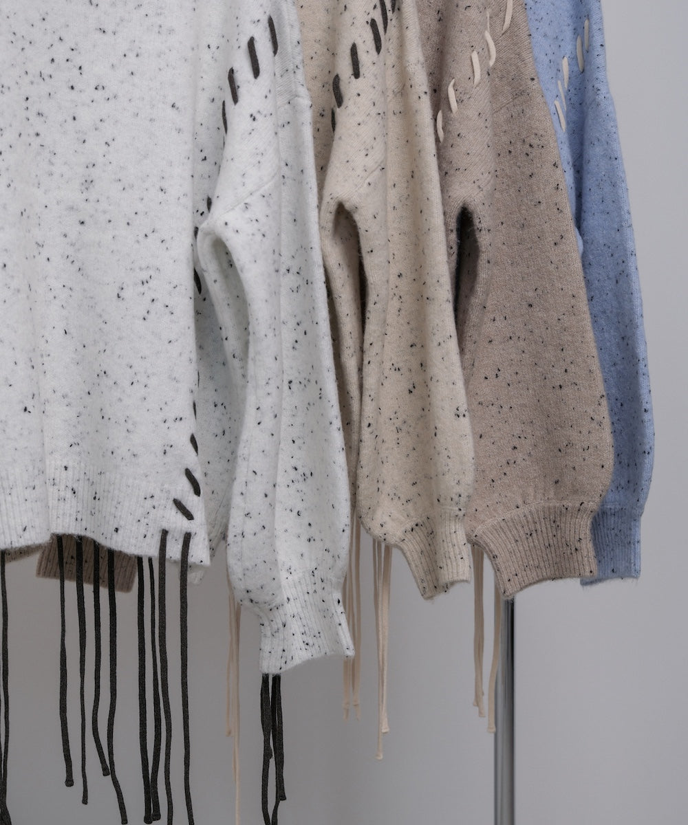 チョコチップ風ネップ 編み上げニットトップス