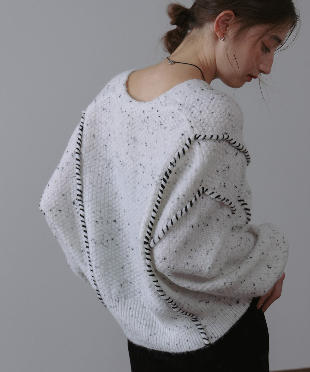 チョコチップ風ネップ ショート丈ニットカーディガン