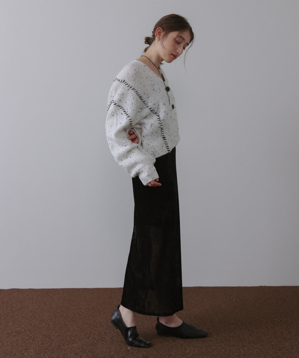 チョコチップ風ネップ ショート丈ニットカーディガン