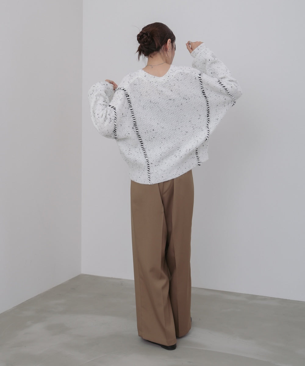 チョコチップ風ネップ ショート丈ニットカーディガン