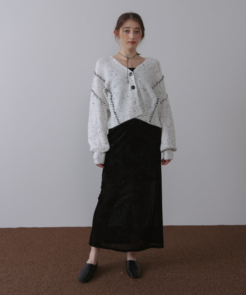 チョコチップ風ネップ ショート丈ニットカーディガン