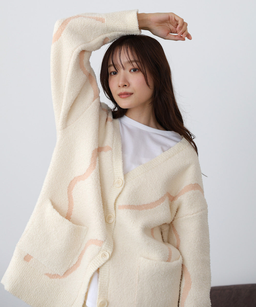 【ルームウェア】ウェーブモチーフふわもちカーディガン