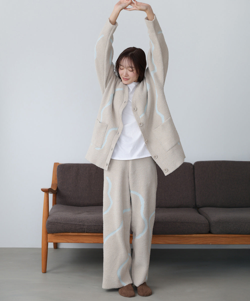 【ルームウェア】ウェーブモチーフふわもちカーディガン