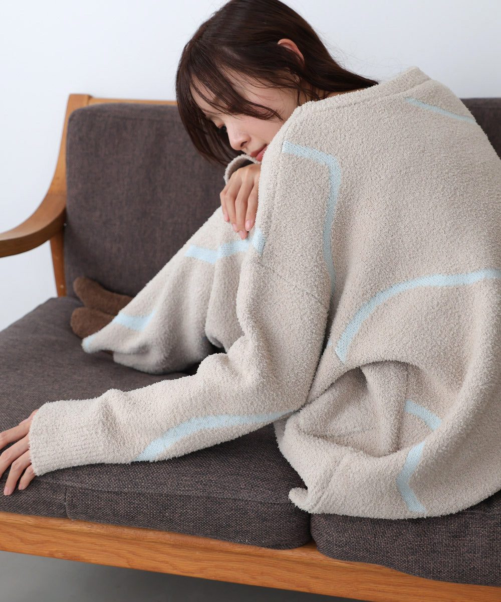 【ルームウェア】ウェーブモチーフふわもちカーディガン