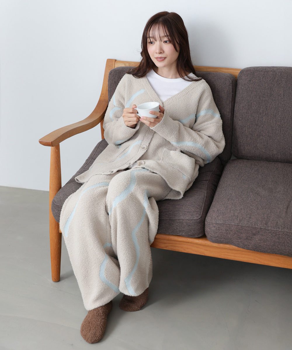 【ルームウェア】ウェーブモチーフふわもちカーディガン