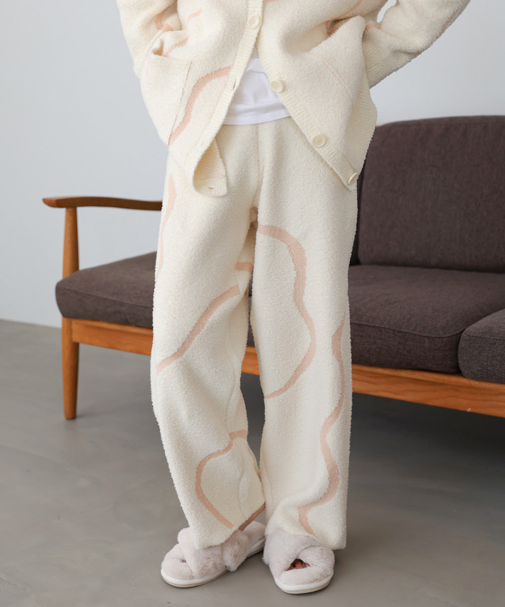 【ルームウェア】ウェーブモチーフふわもちパンツ