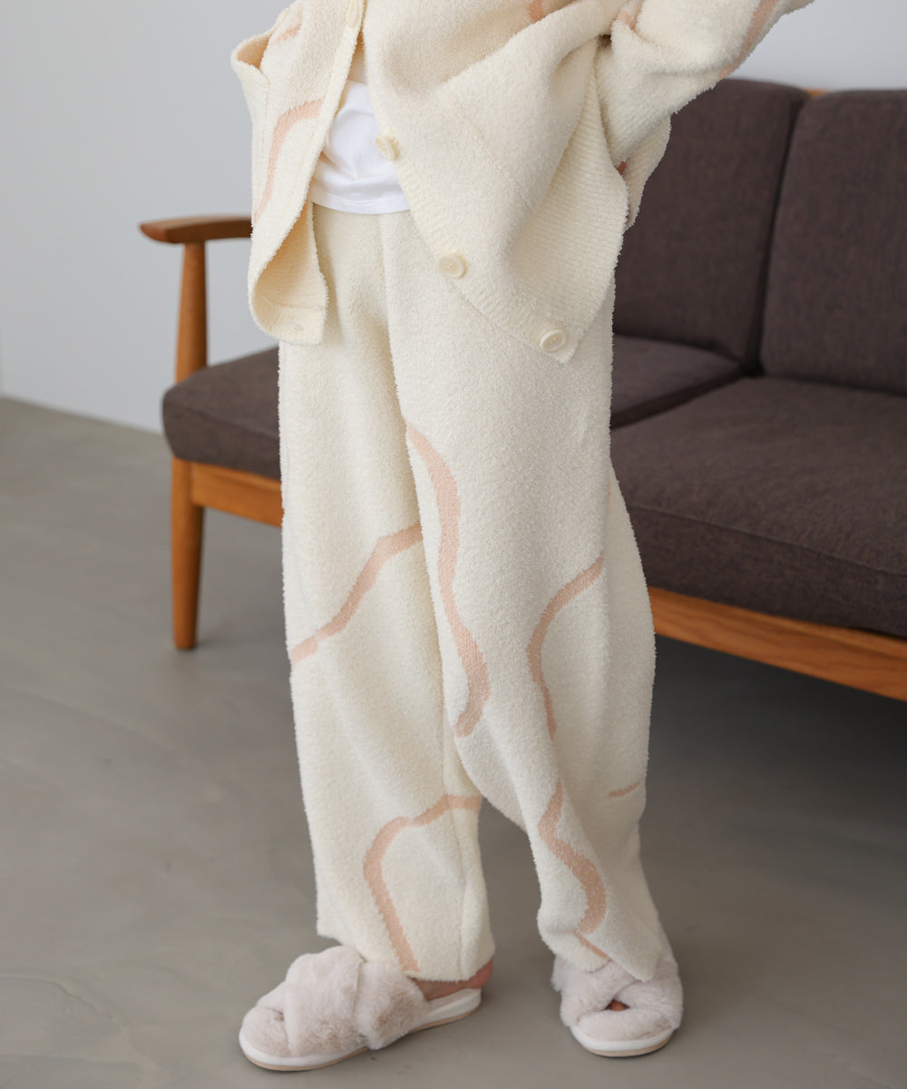 【ルームウェア】ウェーブモチーフふわもちパンツ