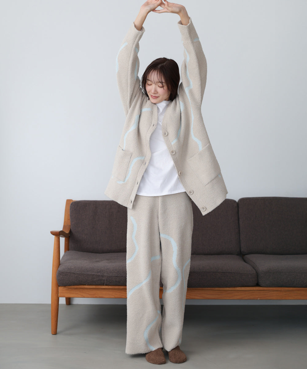 【ルームウェア】ウェーブモチーフふわもちパンツ