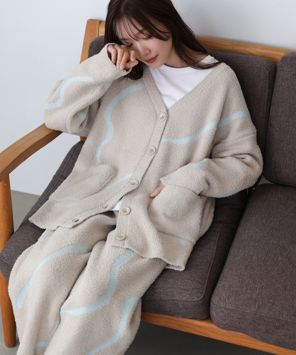 【ルームウェア】ウェーブモチーフふわもちパンツ