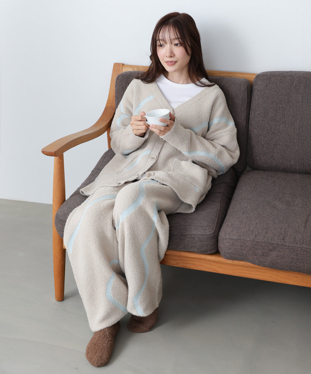 【ルームウェア】ウェーブモチーフふわもちパンツ