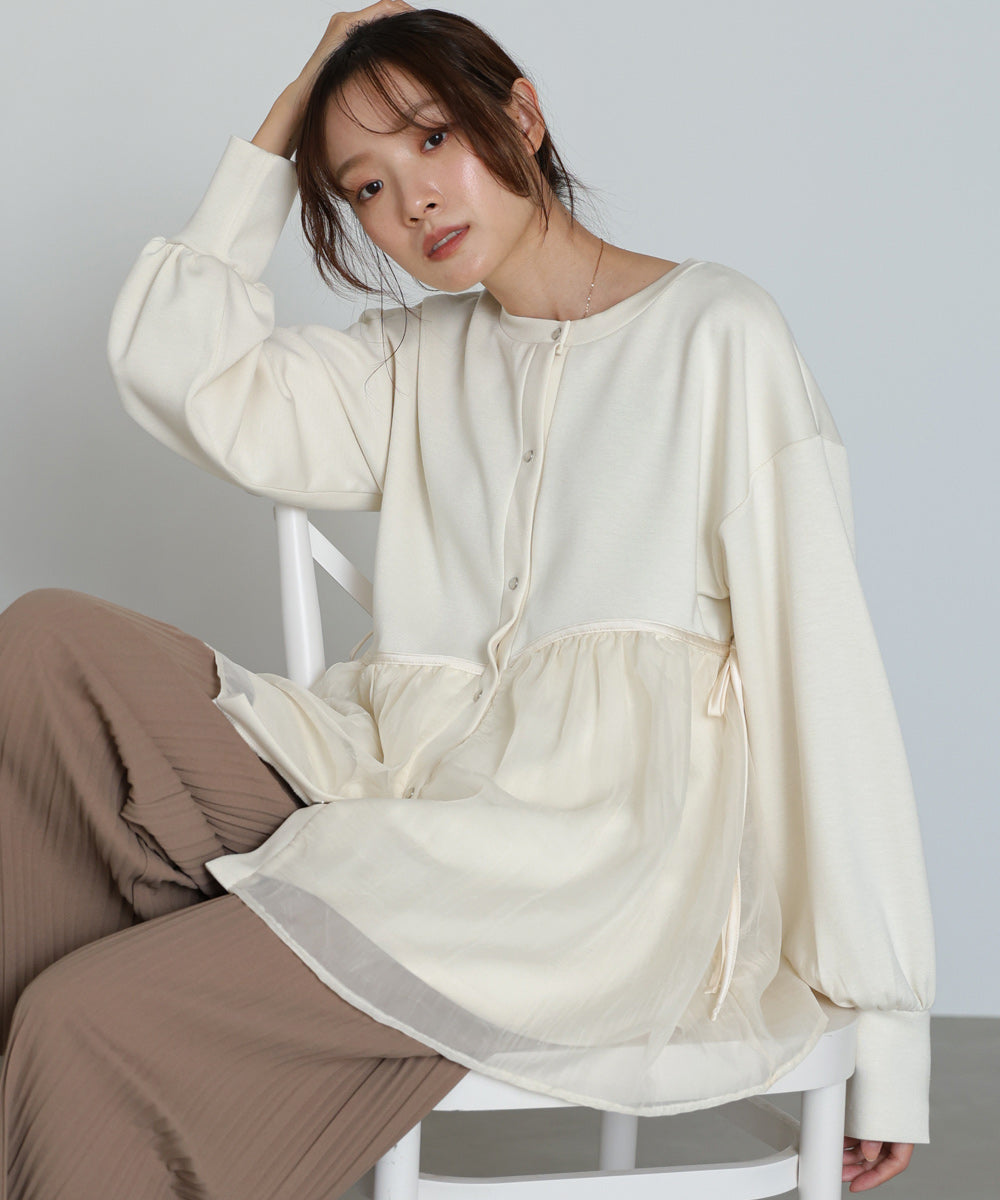 前後2WAYペプラムオーガンジーポンチトップス