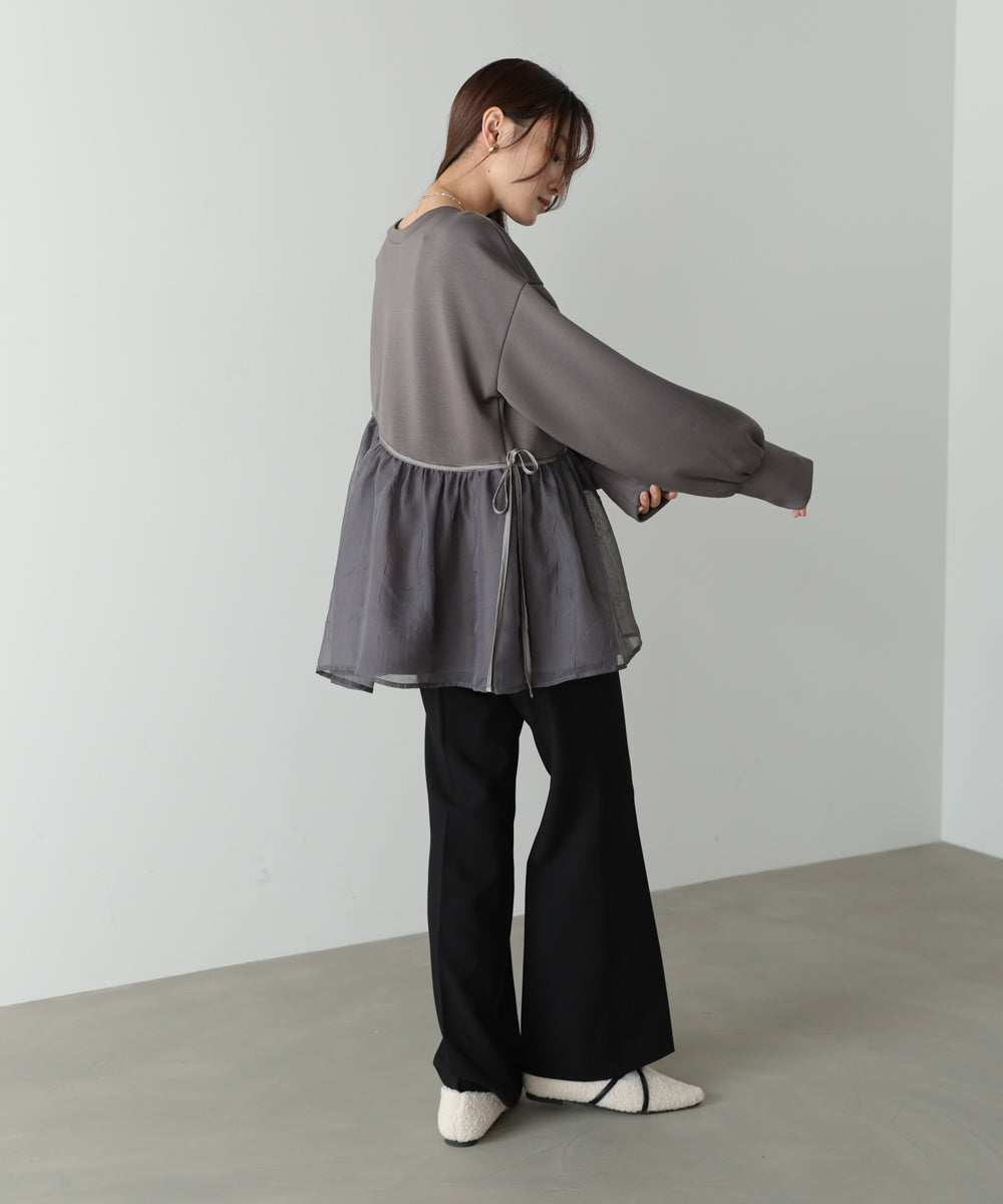 前後2WAYペプラムオーガンジーポンチトップス