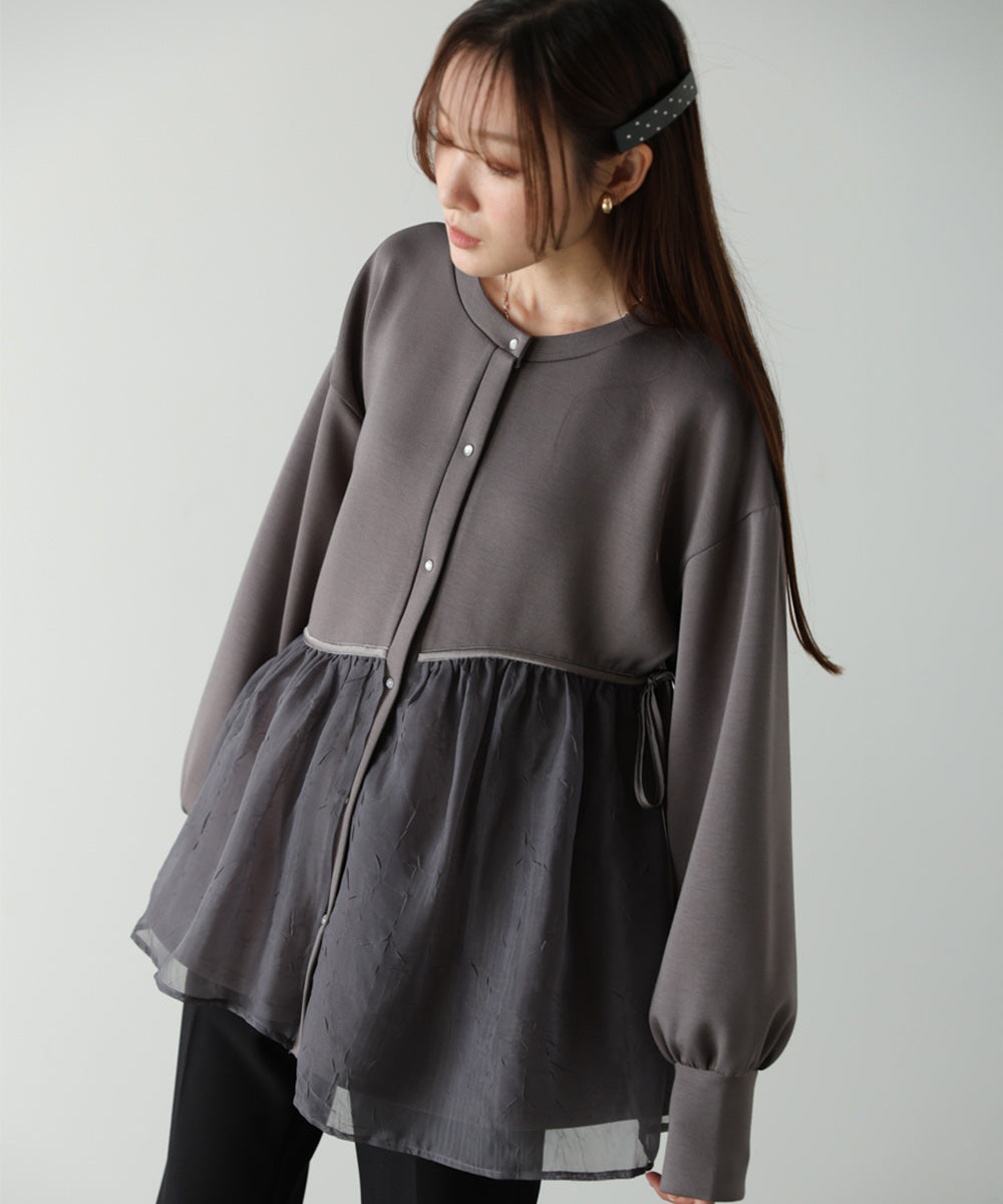 前後2WAYペプラムオーガンジーポンチトップス