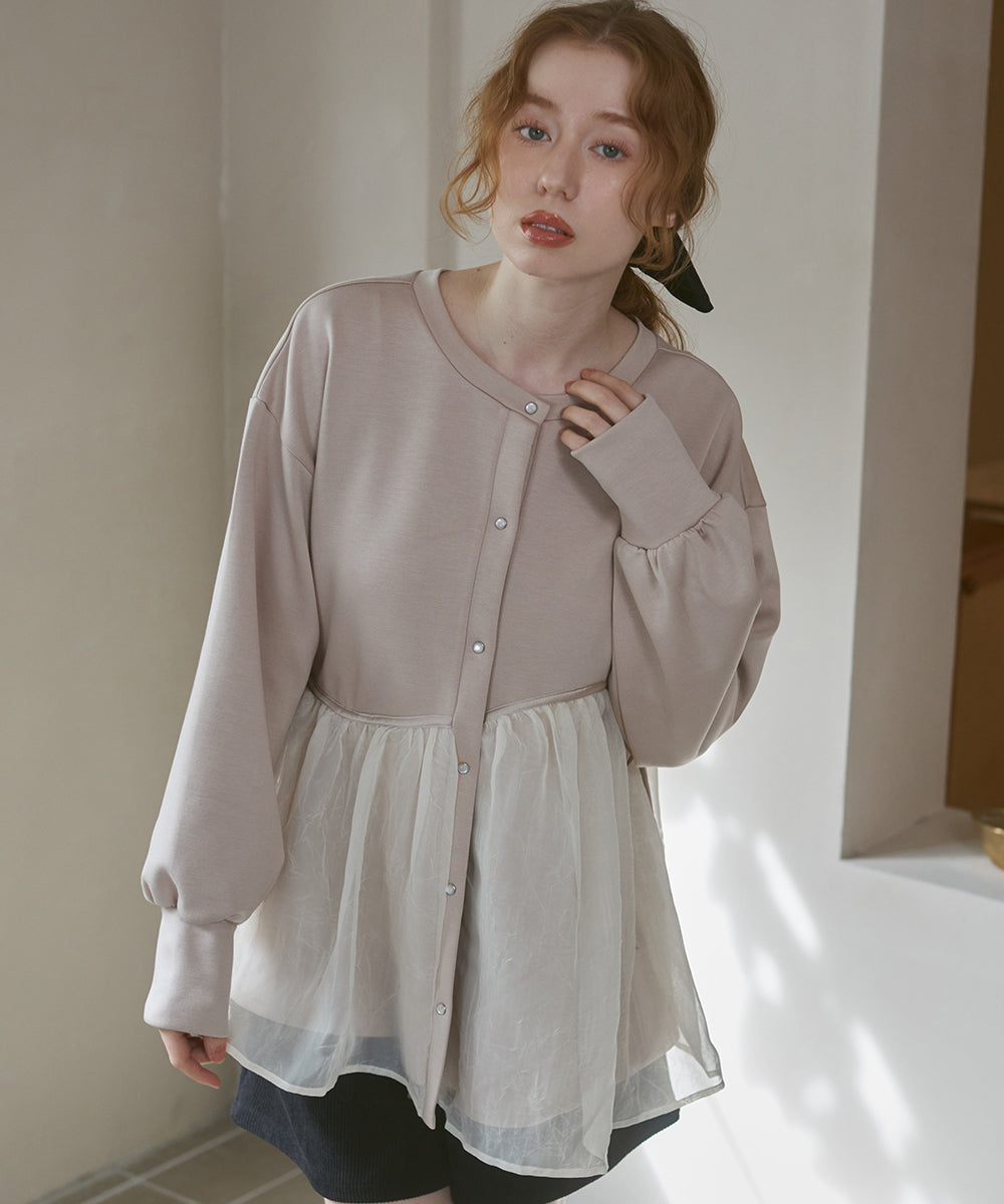 前後2WAYペプラムオーガンジーポンチトップス