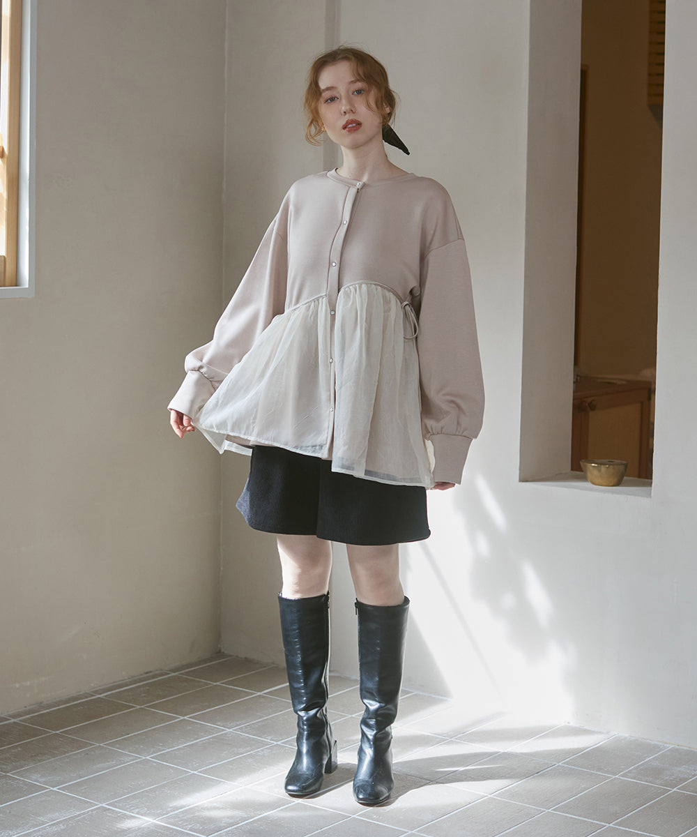 前後2WAYペプラムオーガンジーポンチトップス