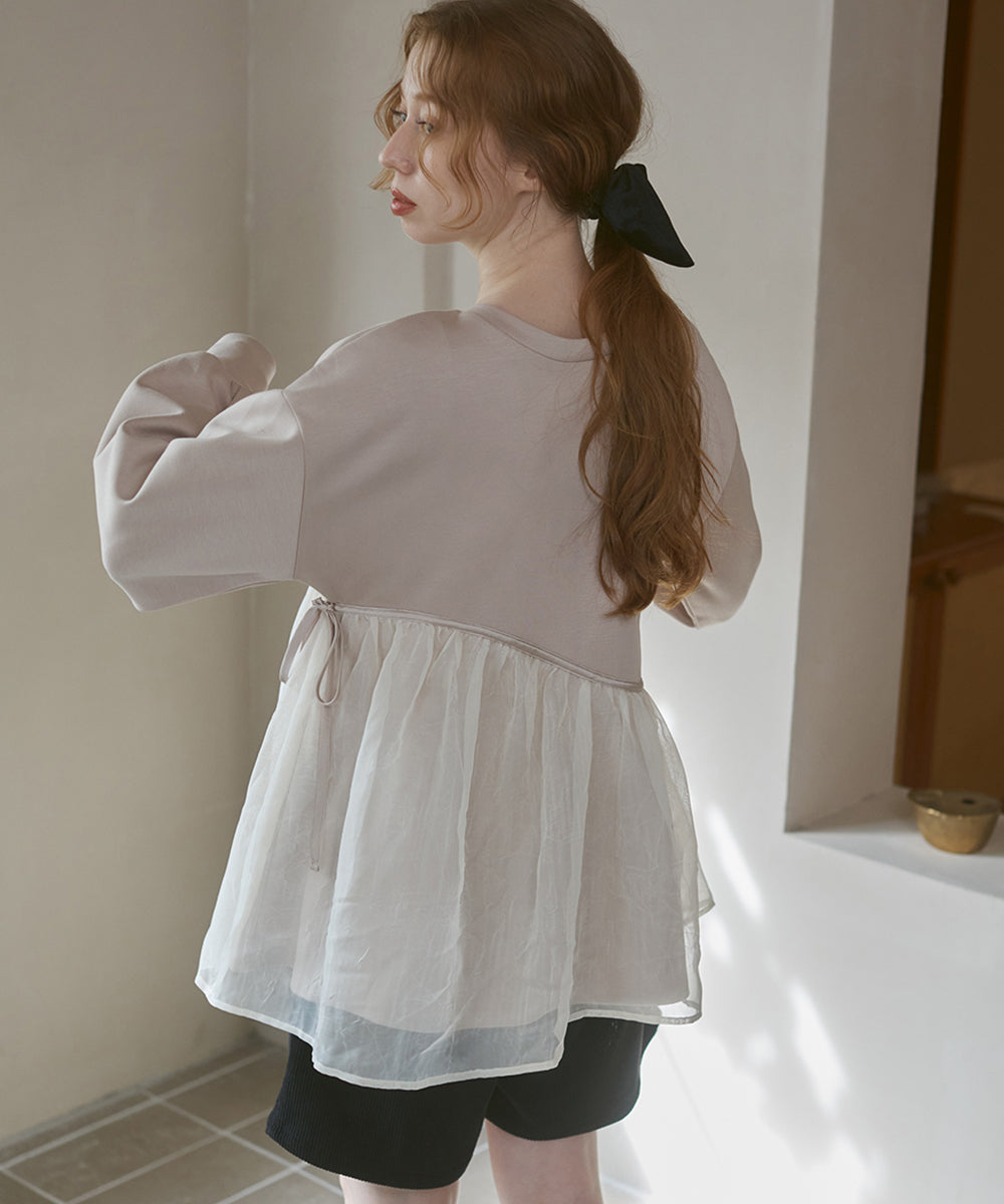 前後2WAYペプラムオーガンジーポンチトップス