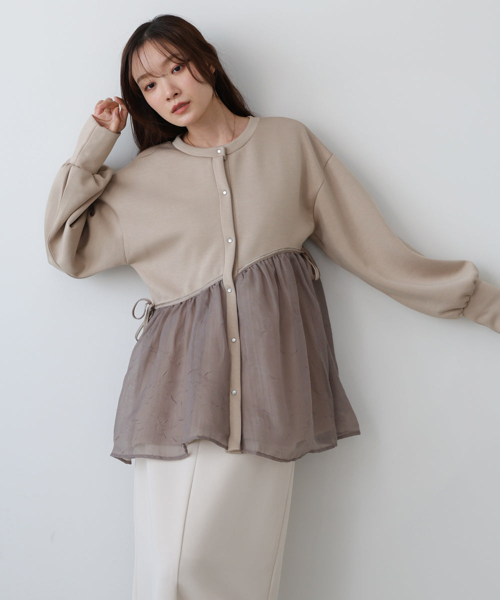 前後2WAYペプラムオーガンジーポンチトップス