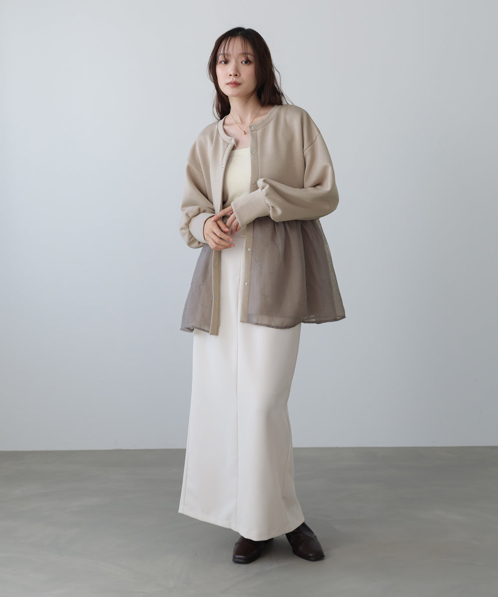 前後2WAYペプラムオーガンジーポンチトップス