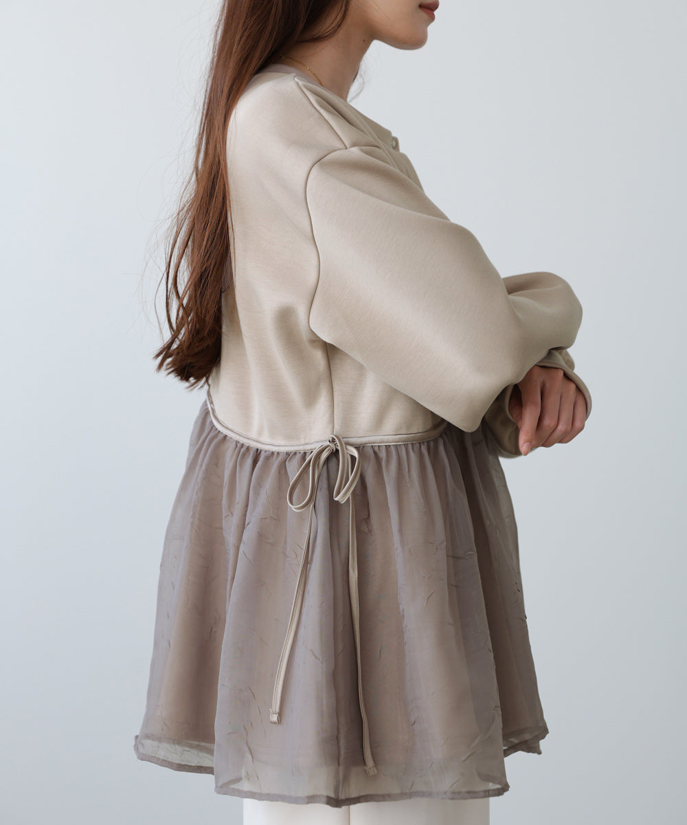 前後2WAYペプラムオーガンジーポンチトップス
