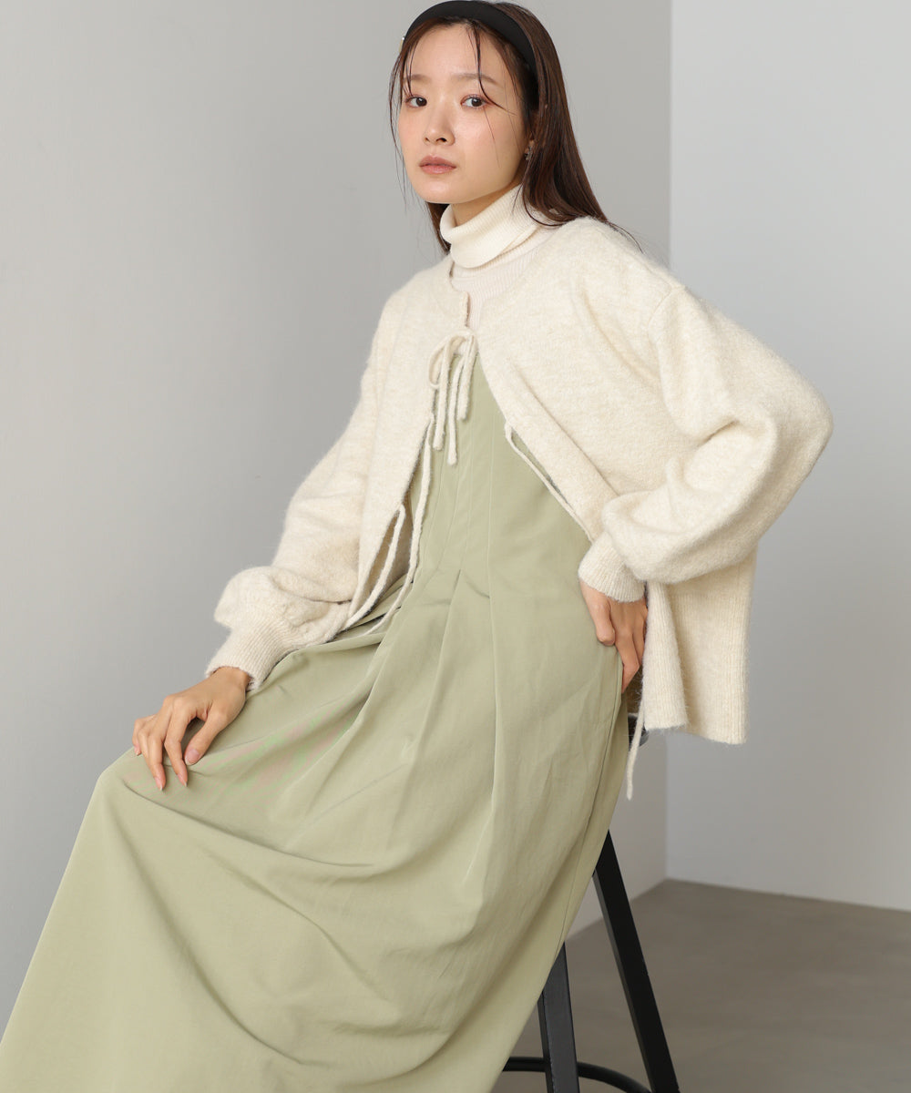 前後2WAYニットトップス+タックキャミワンピース