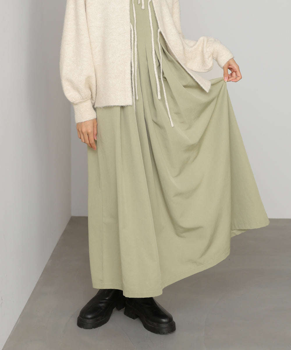 前後2WAYニットトップス+タックキャミワンピース