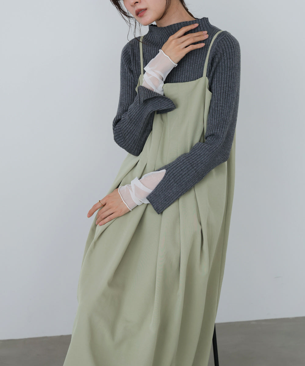 前後2WAYニットトップス+タックキャミワンピース