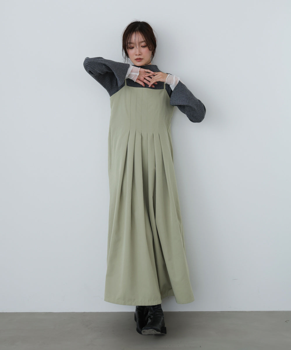 前後2WAYニットトップス+タックキャミワンピース