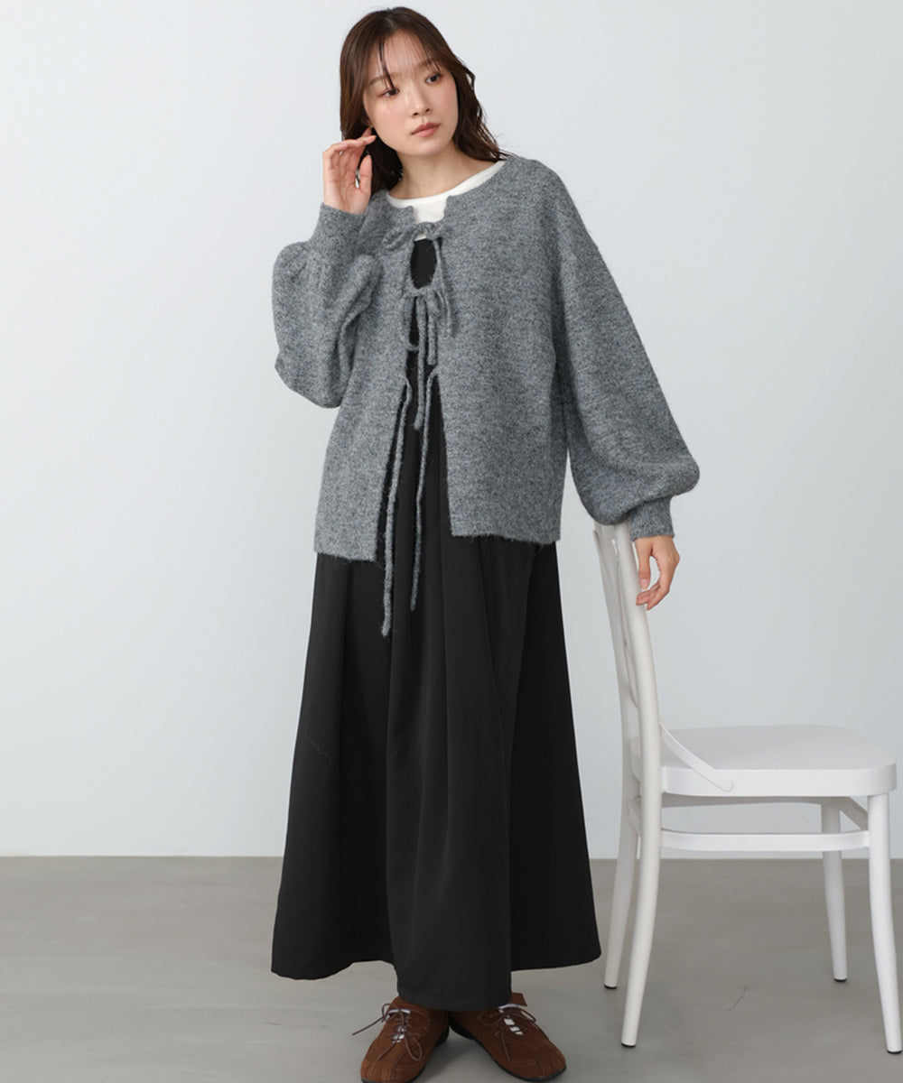 前後2WAYニットトップス+タックキャミワンピース