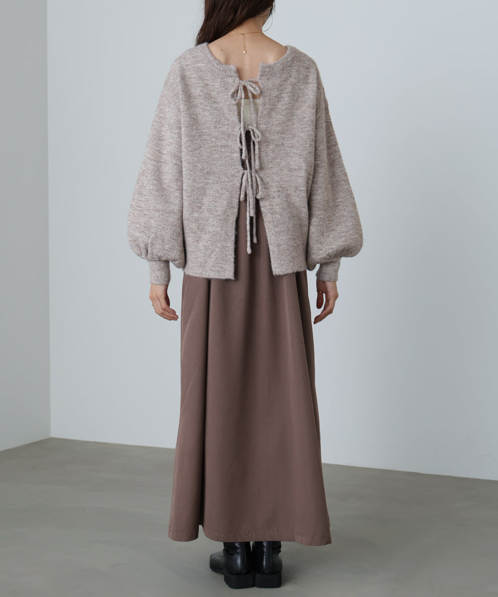 前後2WAYニットトップス+タックキャミワンピース