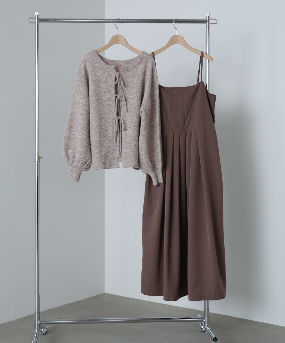 前後2WAYニットトップス+タックキャミワンピース