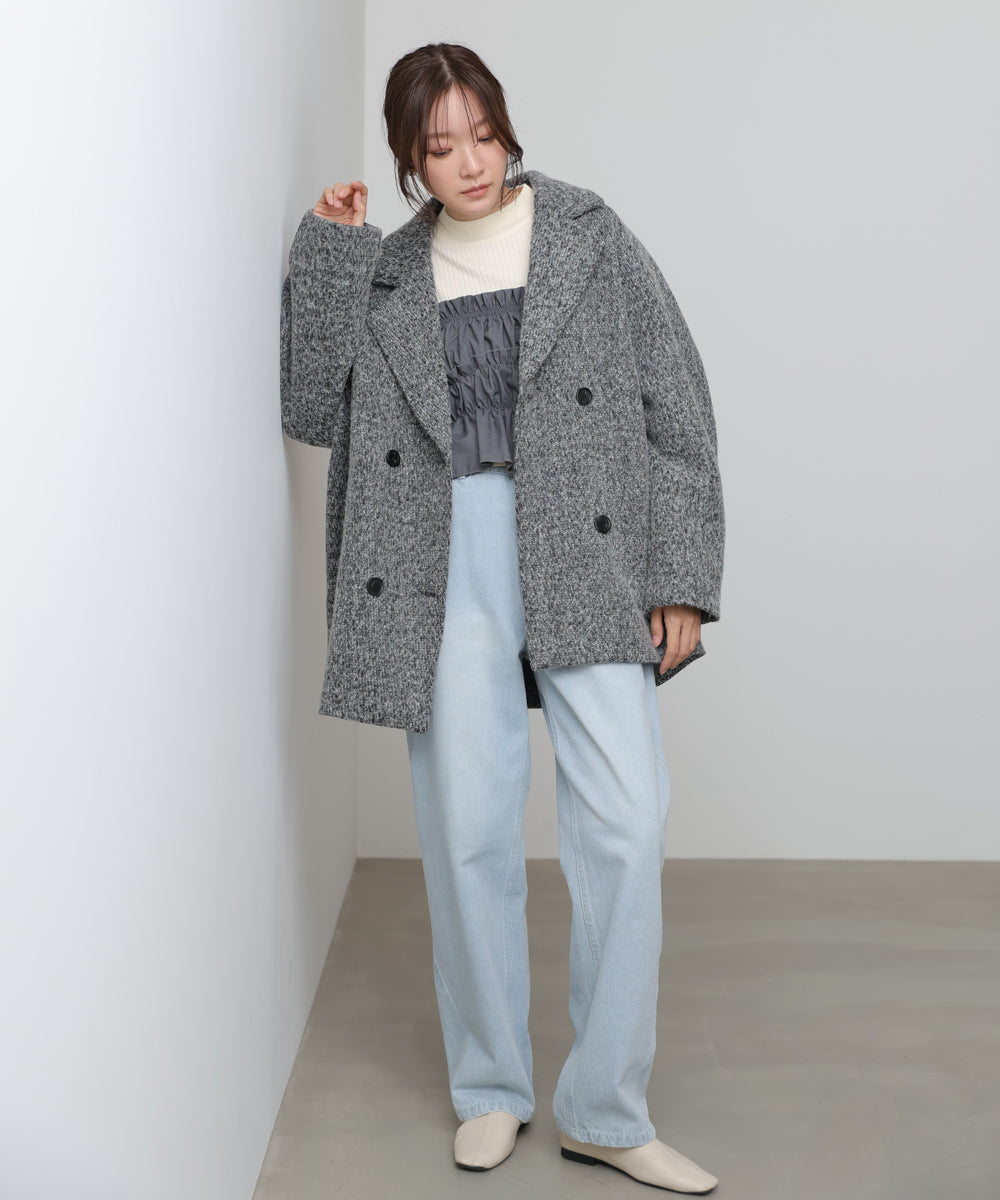 スリーブデザインハーフ丈コート