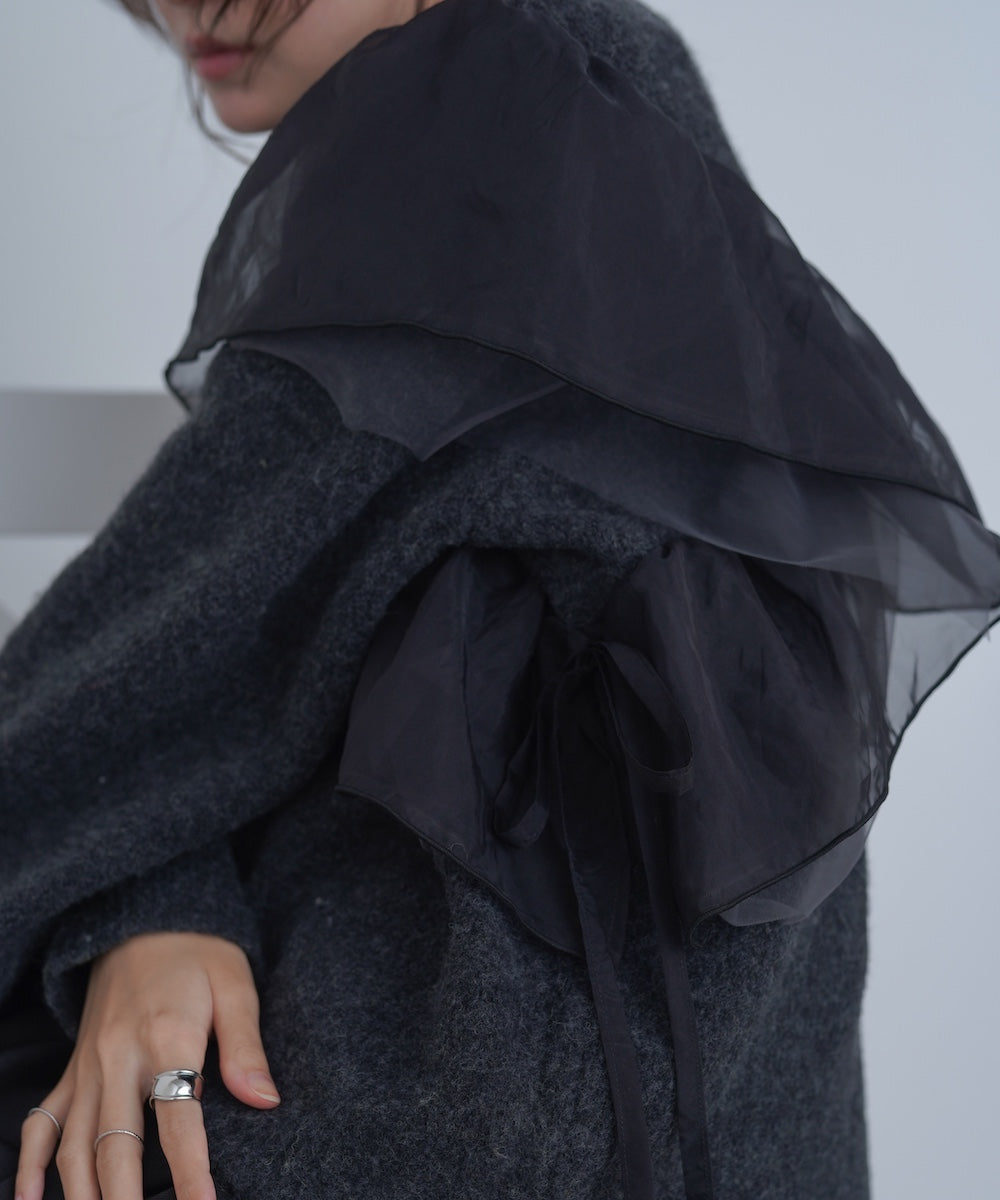 アシンメトリーフリルニットトップス