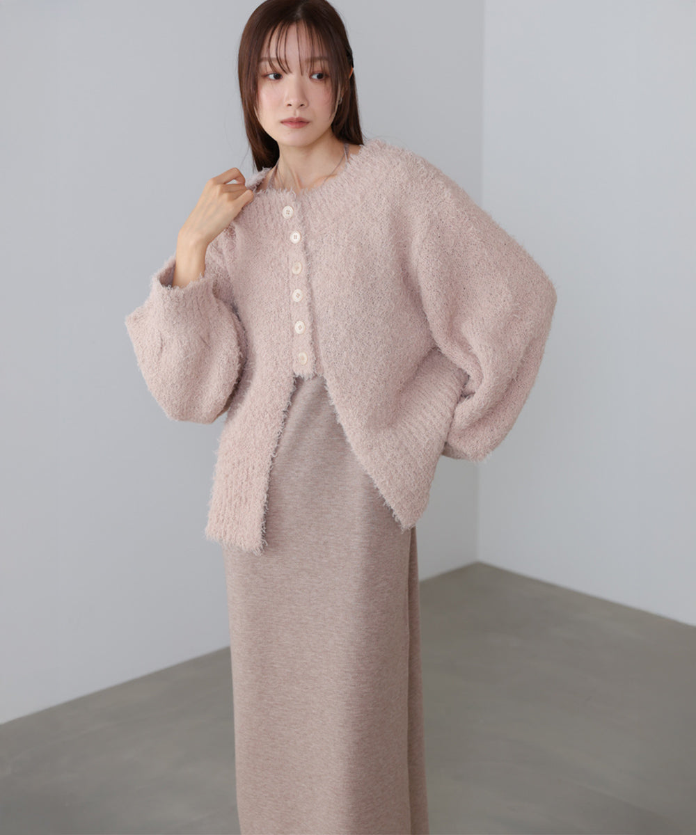 【S・Mサイズ展開】前後2WAYニットカーディガン+ニットキャミワンピース