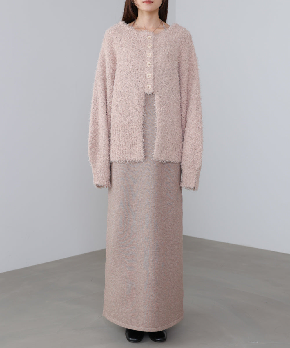 【S・Mサイズ展開】前後2WAYニットカーディガン+ニットキャミワンピース