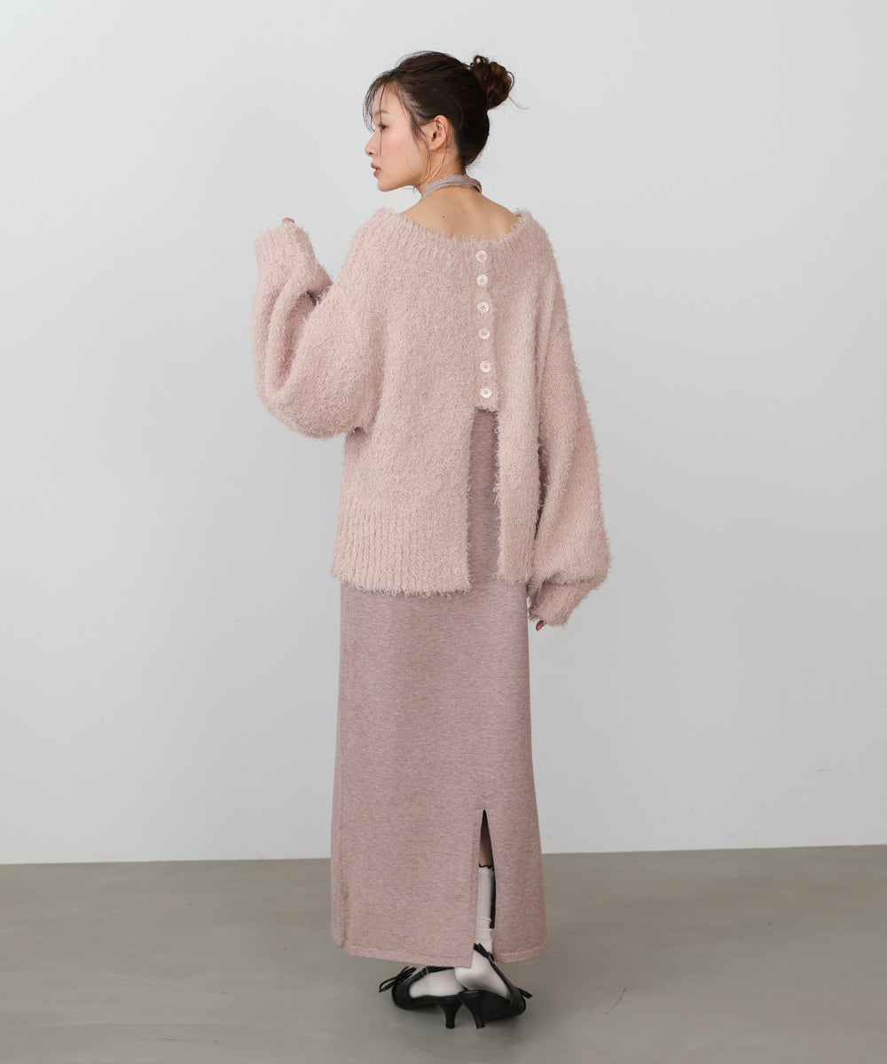 【S・Mサイズ展開】前後2WAYニットカーディガン+ニットキャミワンピース