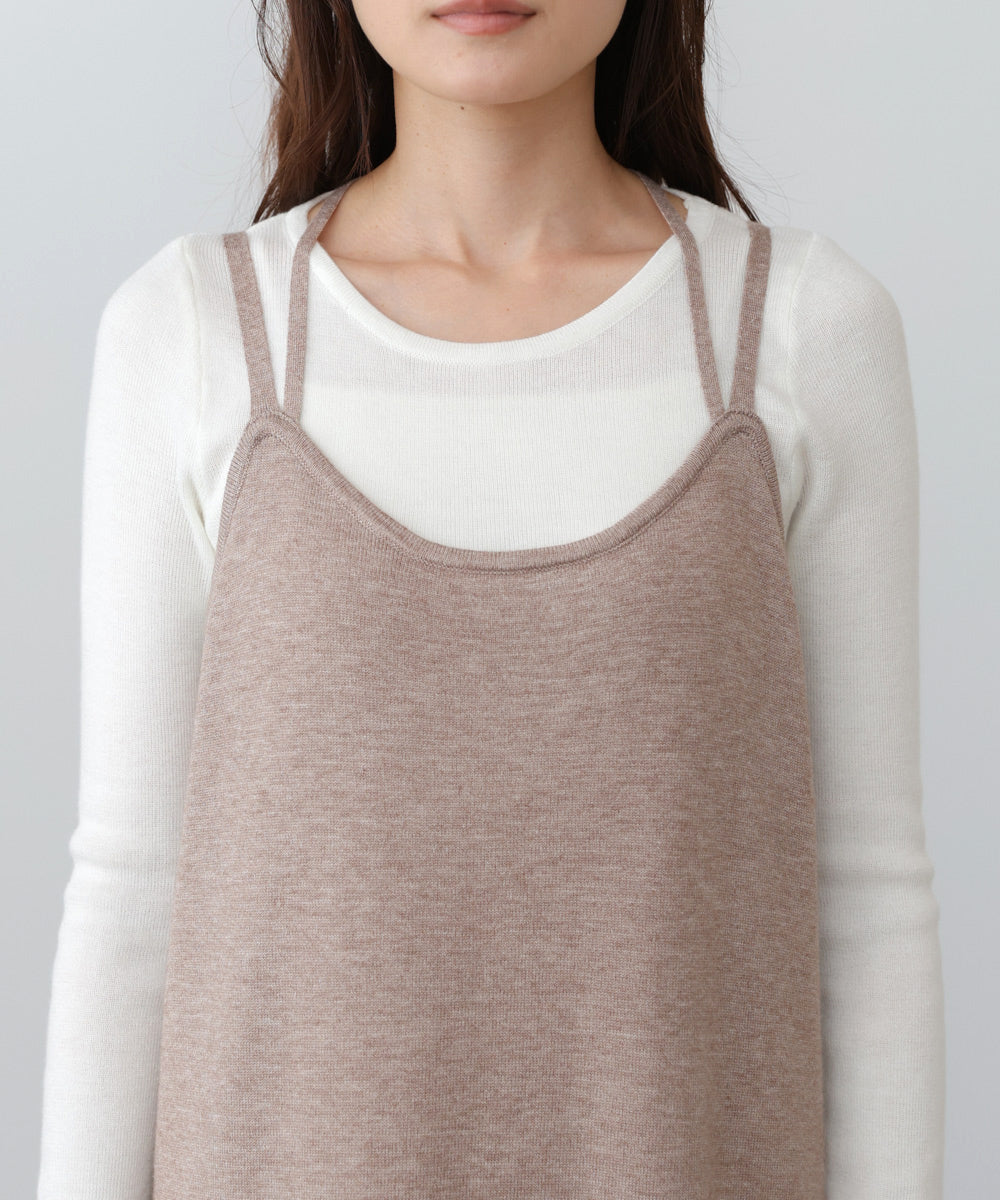 【S・Mサイズ展開】前後2WAYニットカーディガン+ニットキャミワンピース