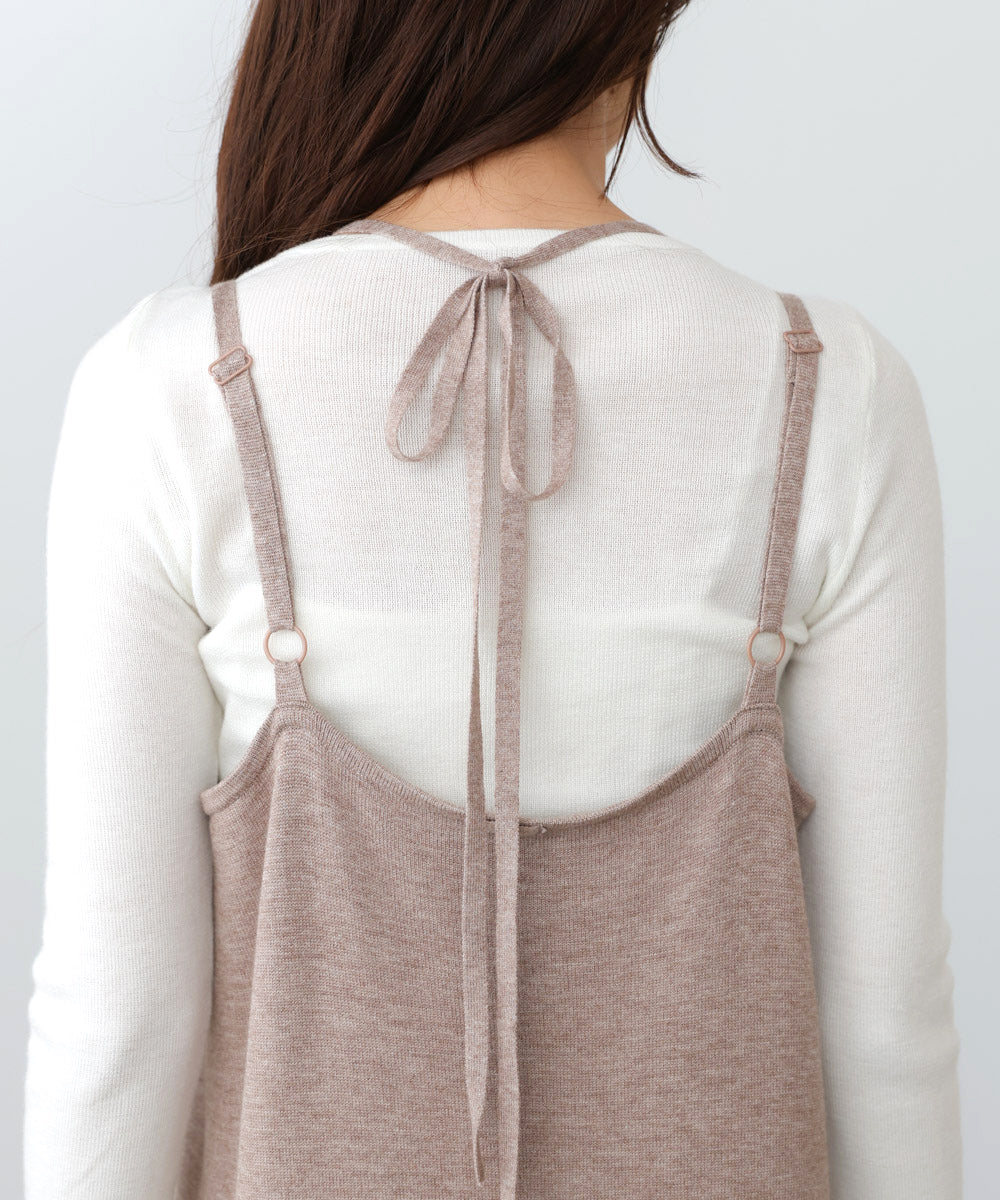 【S・Mサイズ展開】前後2WAYニットカーディガン+ニットキャミワンピース