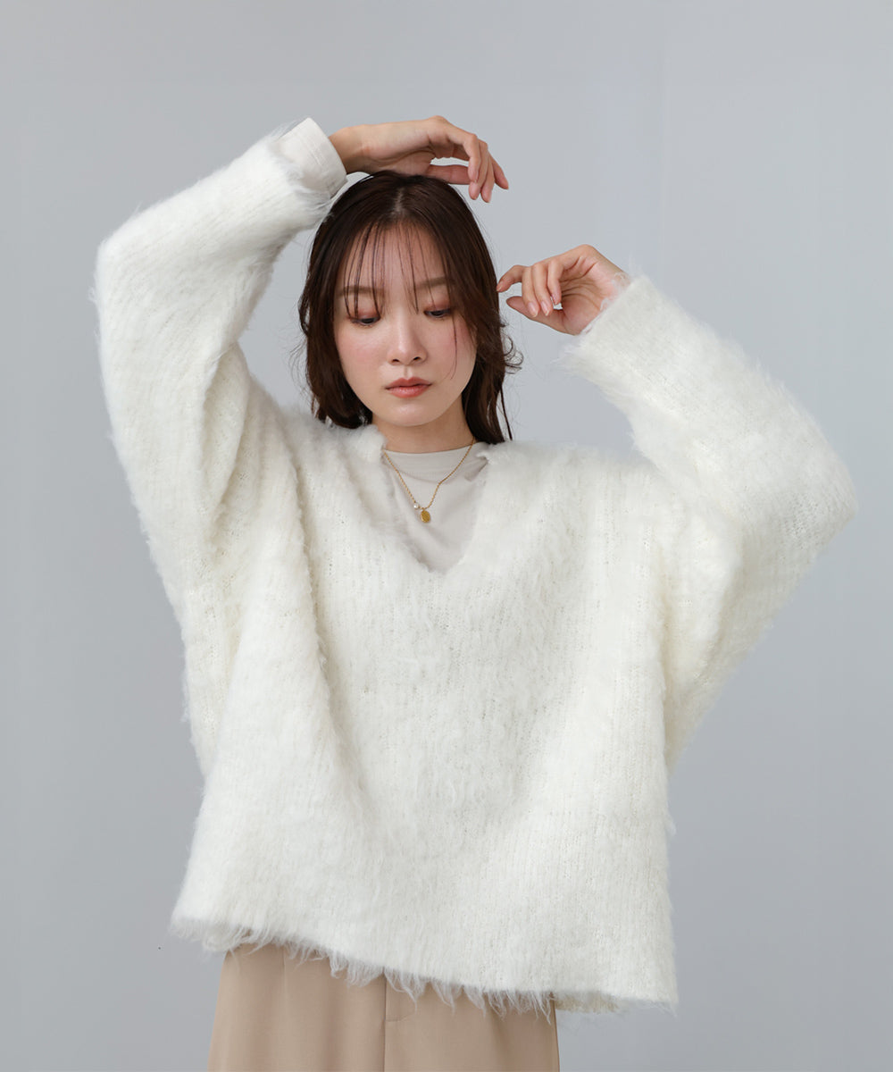 インナーセットキーネックケガキニットトップス