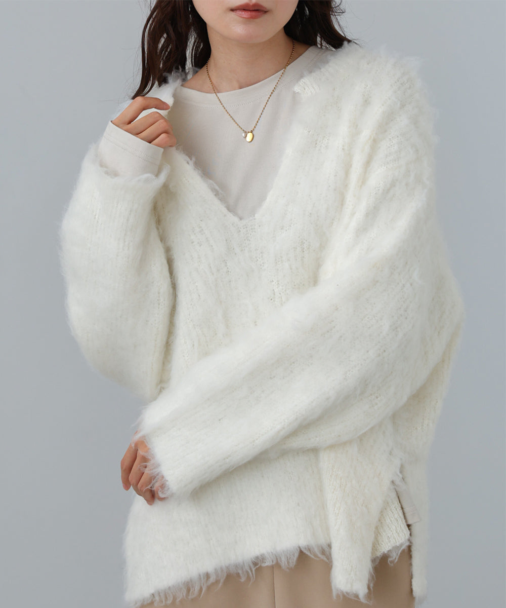 インナーセットキーネックケガキニットトップス