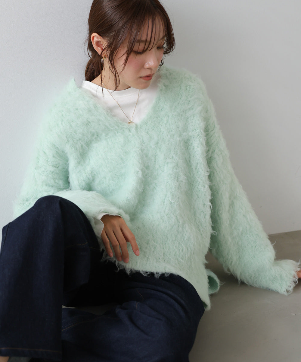 インナーセットキーネックケガキニットトップス