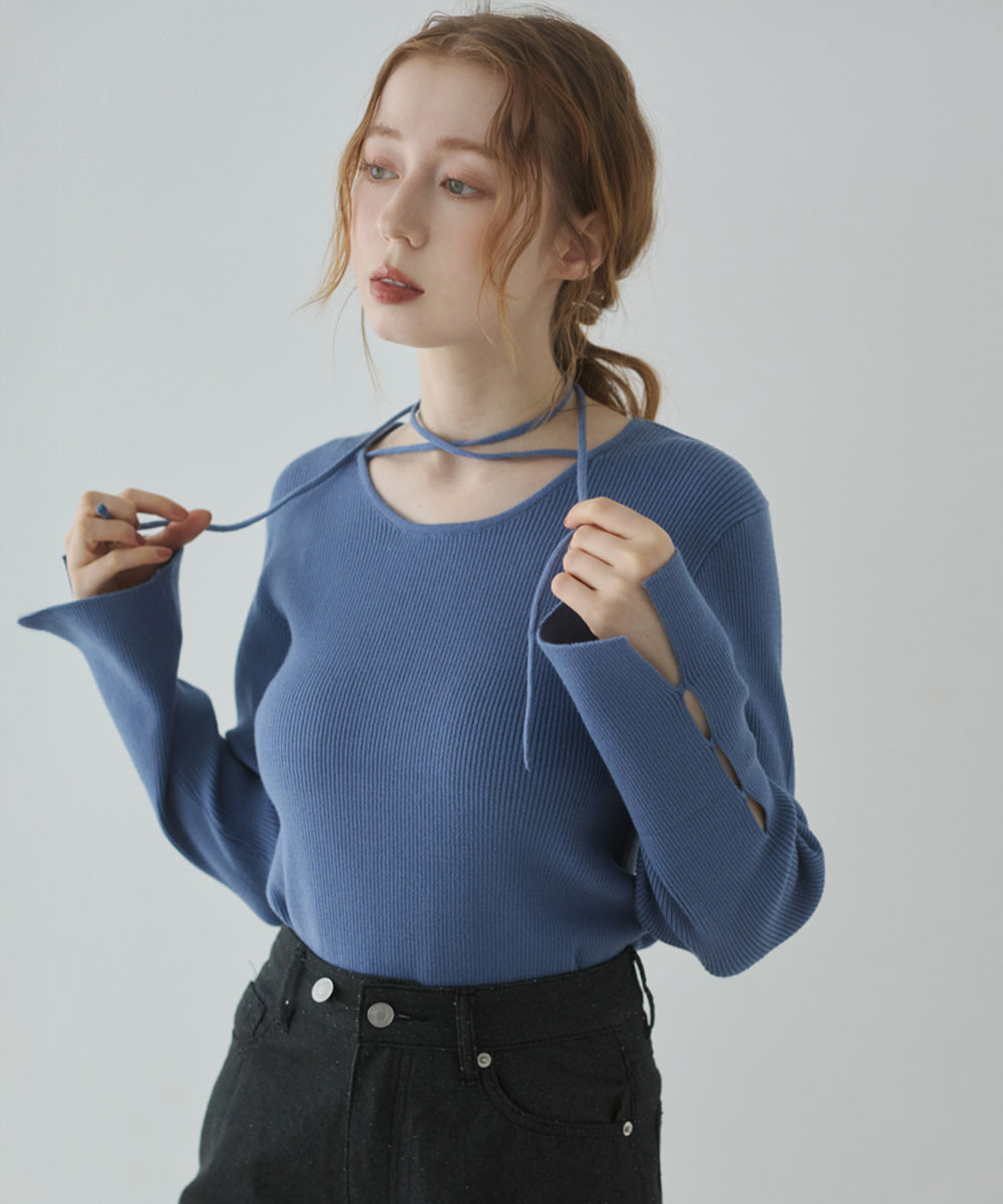 スリットニットトップス