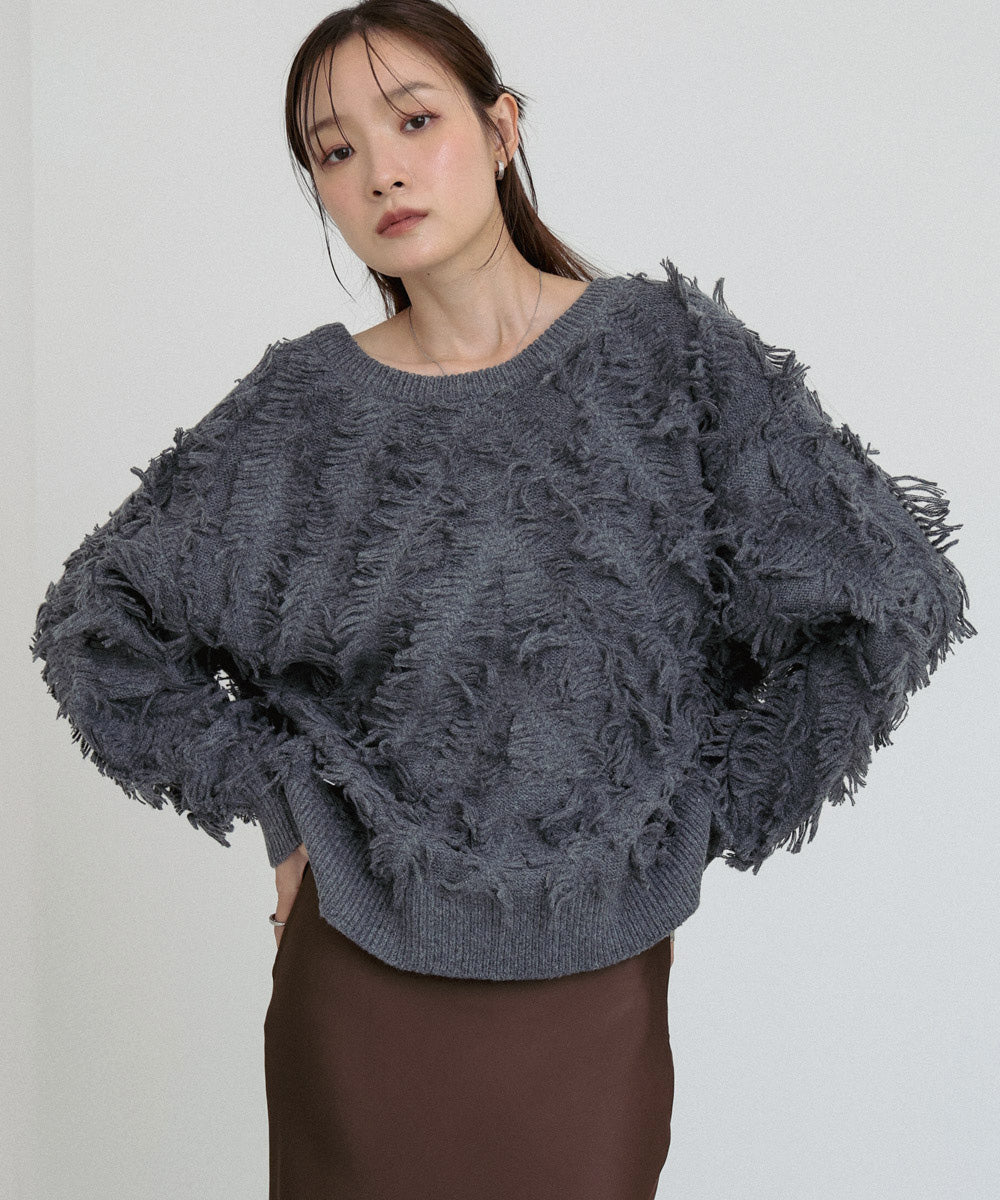 前後2WAYシャギーニットトップス