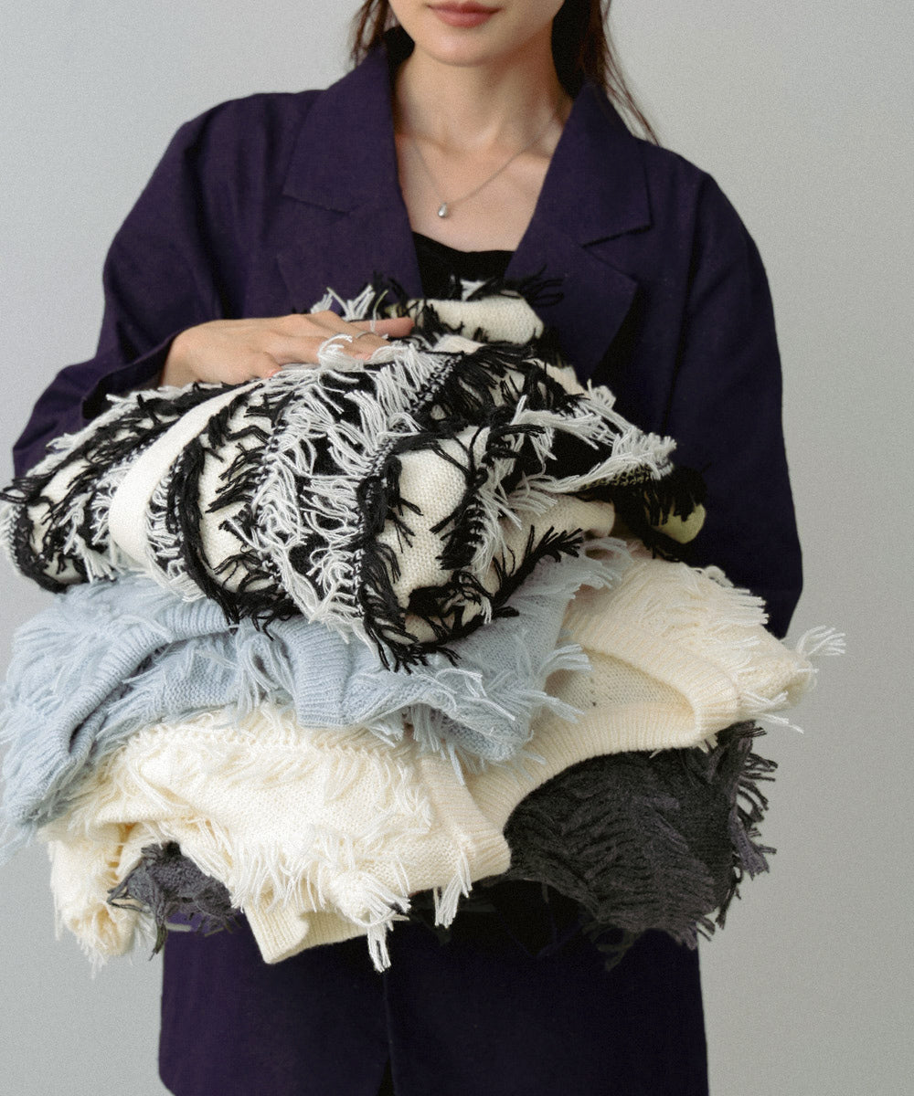 前後2WAYシャギーニットトップス