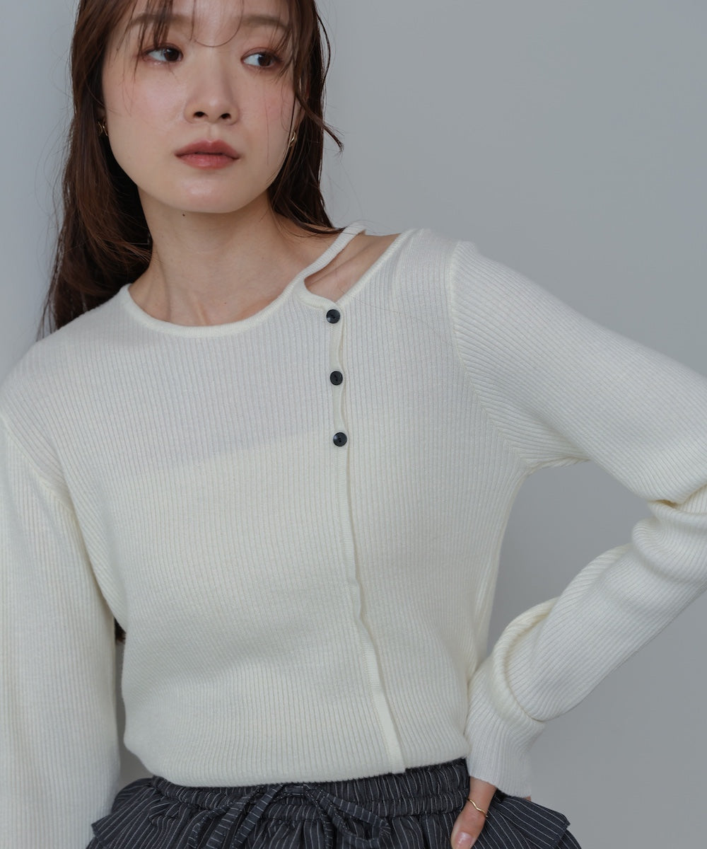 ショルダースリットニットトップス