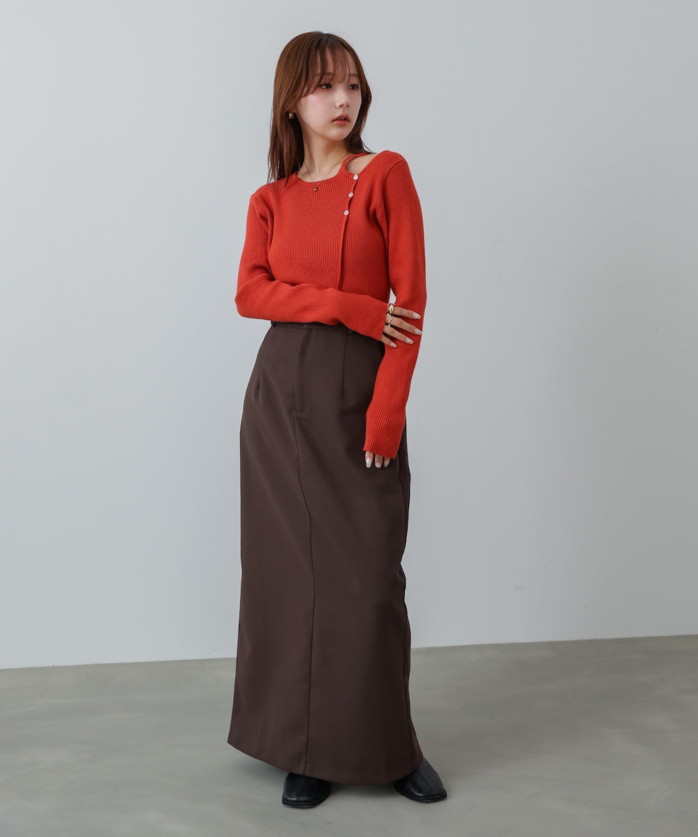 ショルダースリットニットトップス